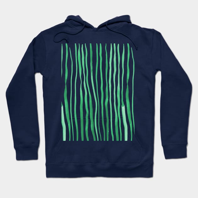 Vertical watercolor lines - green Hoodie by wackapacka